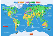 Board game vector world gaming map