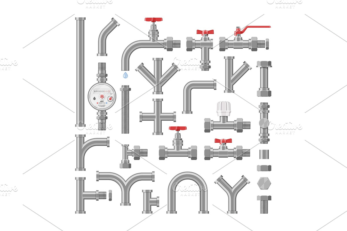 Pipe vector plumbing pipeline or in Illustrations - product preview 8