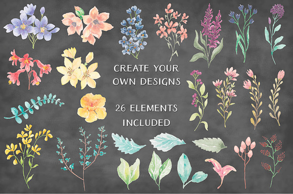 Wild flowers: border plus elements in Illustrations - product preview 2