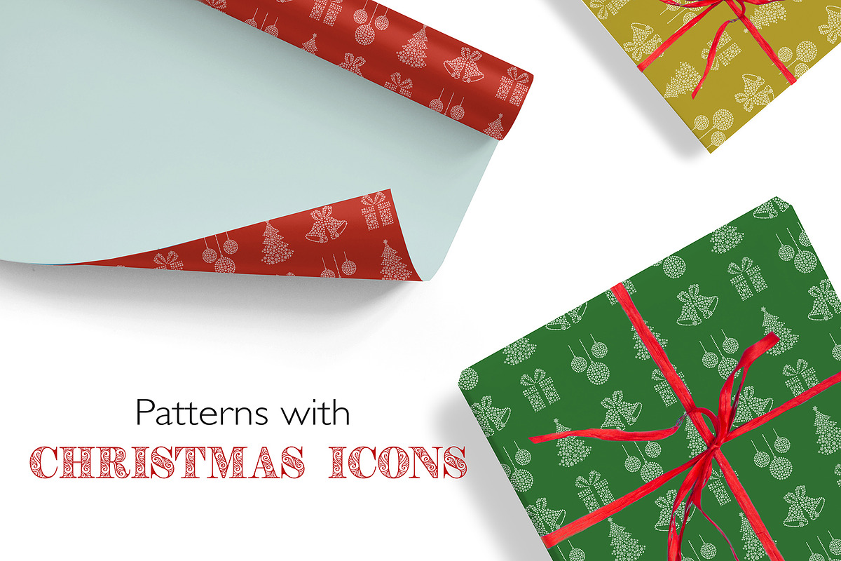 Patterns with Christmas icons in Patterns - product preview 8