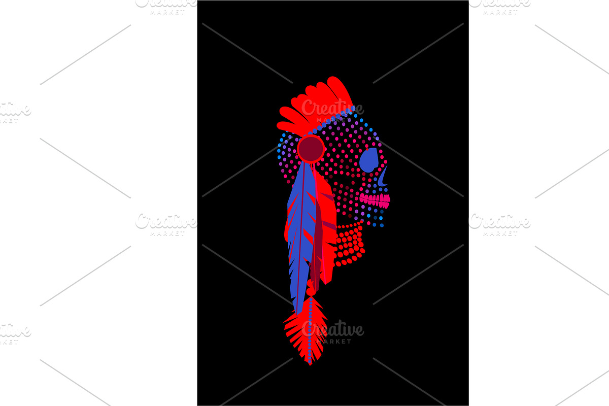 African skull halftone neon color ba in Graphics - product preview 8