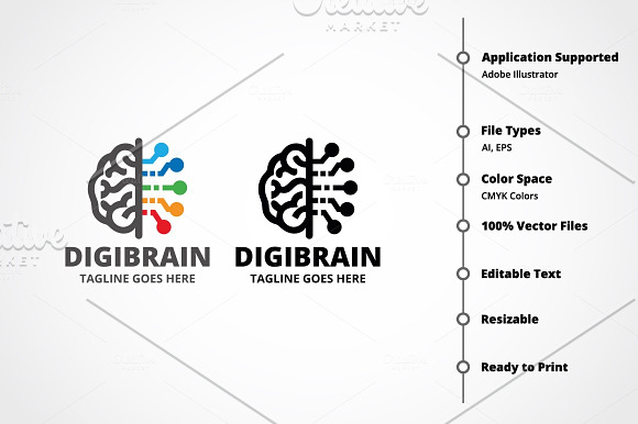 Digi Brain Logo in Logo Templates - product preview 6