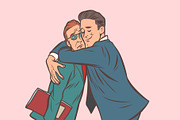 Businessman hugs. A man embracing