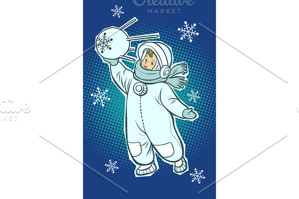 Little boy astronaut. Space