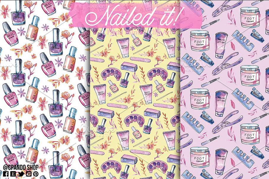 Manicure clip art, seamless pattern in Patterns - product preview 8