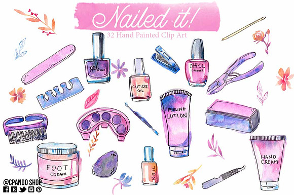Manicure clip art, seamless pattern in Patterns - product preview 1