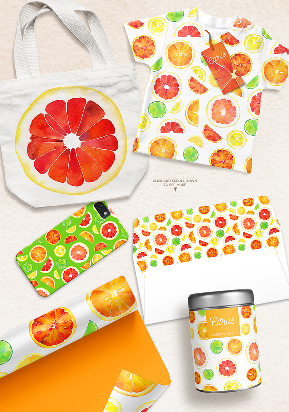 Citrus Watercolor Collection in Illustrations - product preview 2