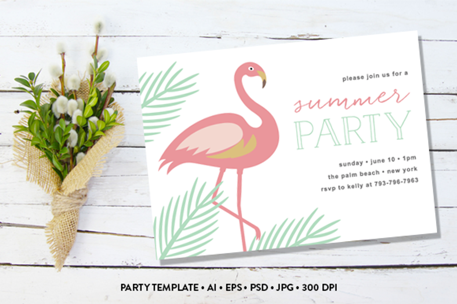 Summer Party Invite in Postcard Templates - product preview 8