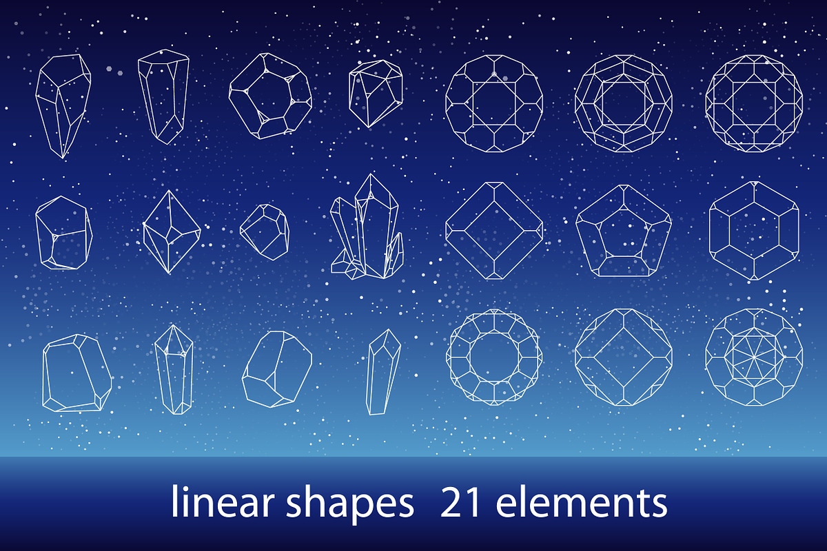 Crystal set. Linear shapes in Illustrations - product preview 8