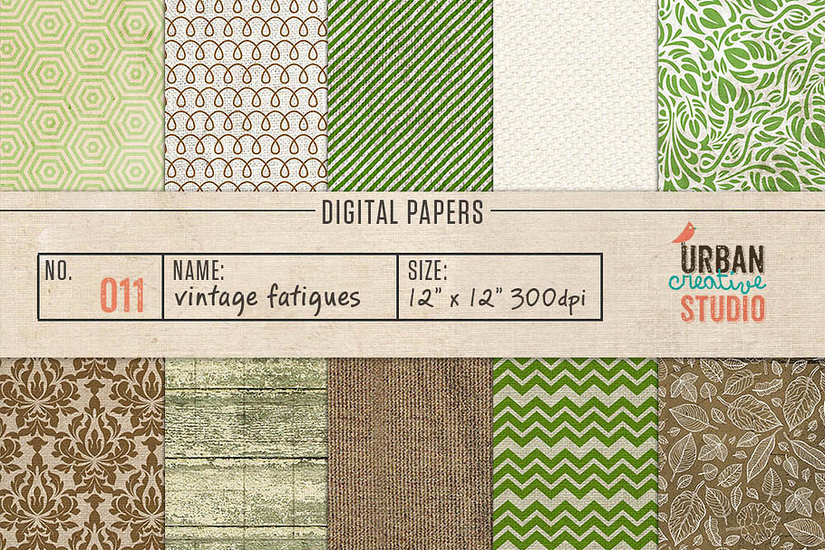 Vintage Fatigues Digital Papers