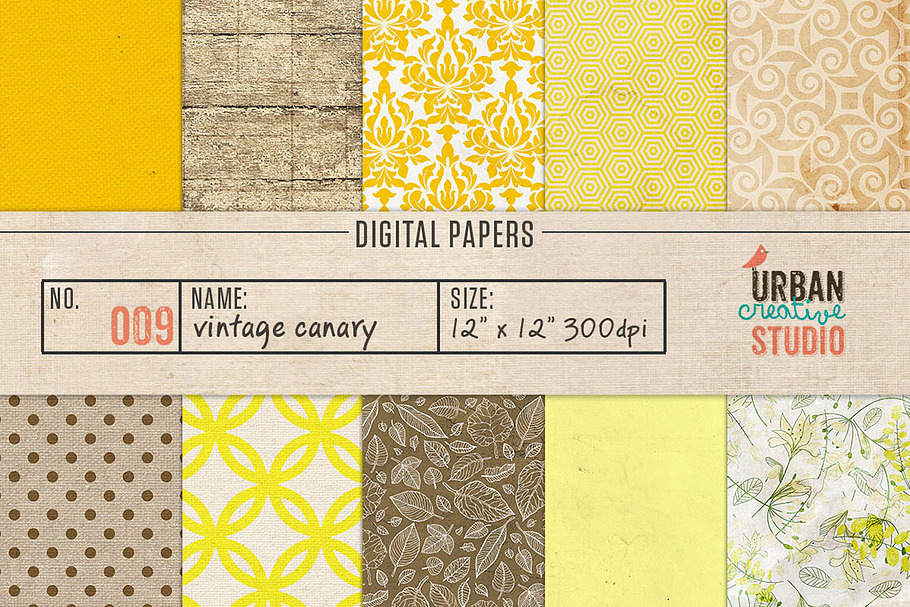 Vintage Canary Scrpabook Papers