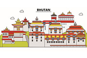 Bhutan line skyline vector