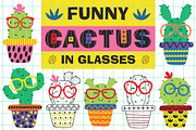 funny cactus in glasses