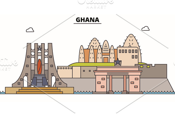 Ghana line skyline vector