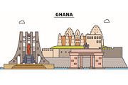 Ghana line skyline vector