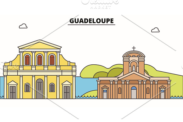 Guadeloupe line skyline vector