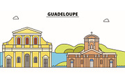 Guadeloupe line skyline vector