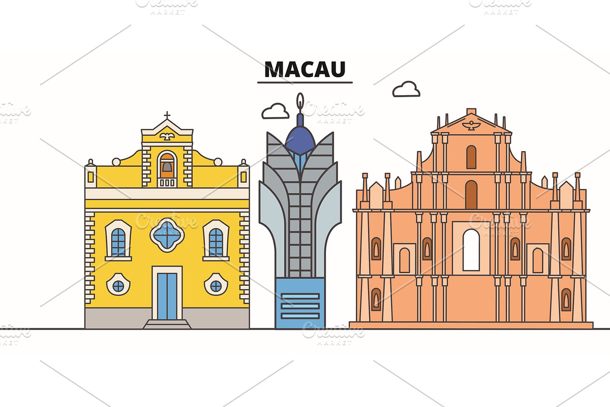 Macau line skyline vector in Illustrations - product preview 8