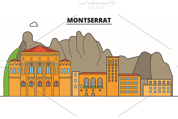 Montserrat line skyline vector