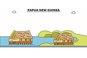 Papua New Guinea line skyline vector