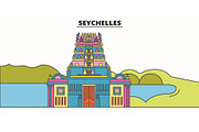 Seychelles line skyline vector
