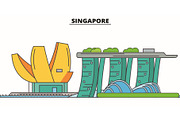 Singapore line skyline vector