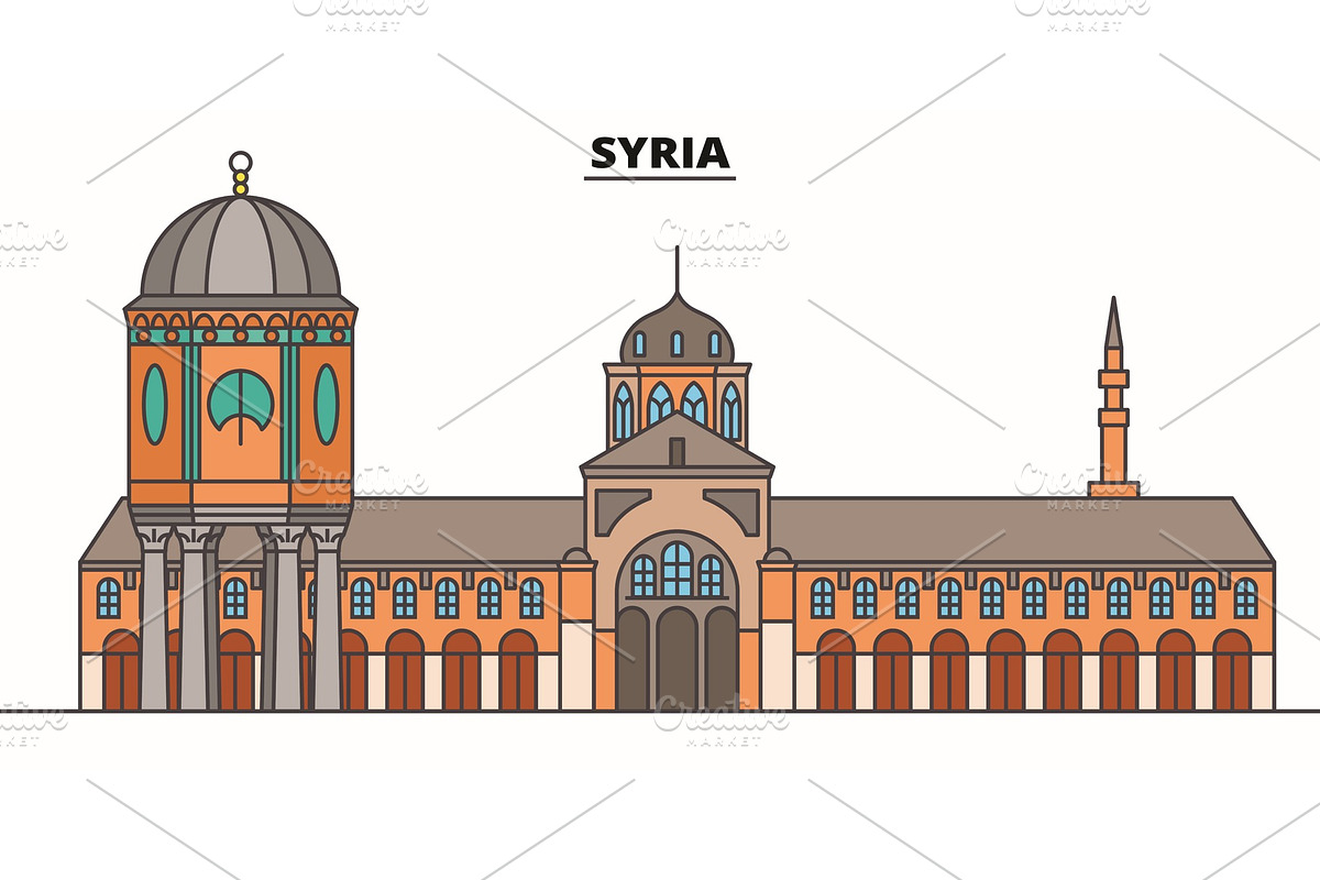 Syria line skyline vector in Illustrations - product preview 8