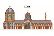 Syria line skyline vector