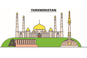 Turkmenistan line skyline vector