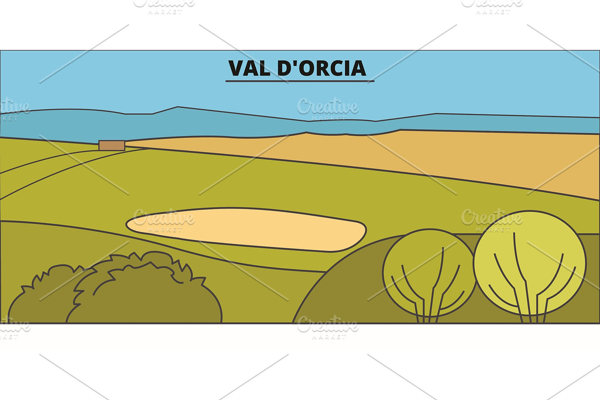 Val D orcia line travel landmark in Illustrations - product preview 8