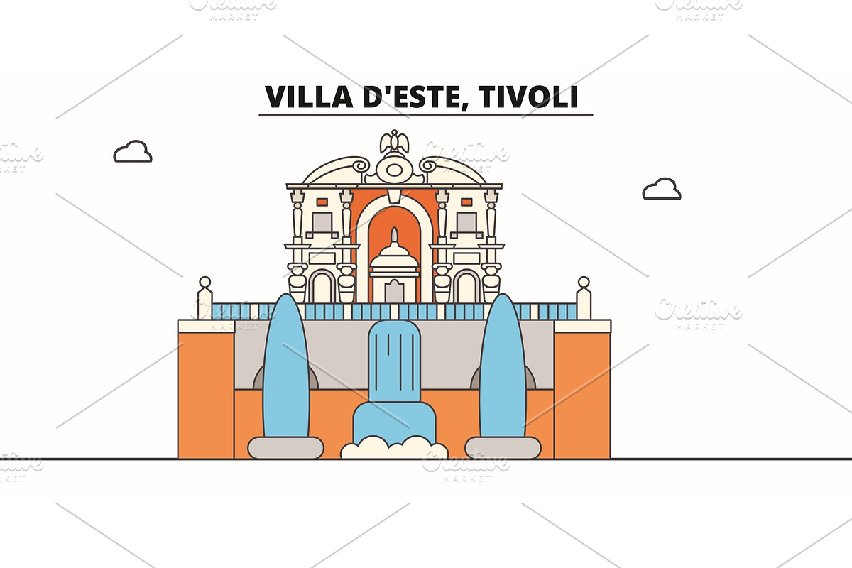 Villa D este, Tivoli line travel in Illustrations - product preview 8