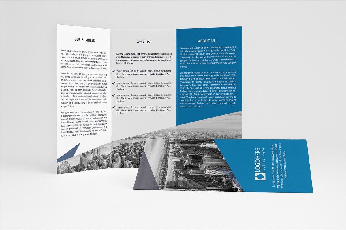 Blue Trifold Brochure in Brochure Templates - product preview 8