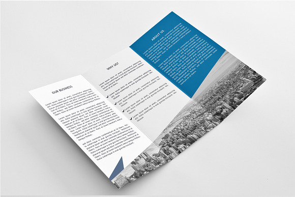 Blue Trifold Brochure in Brochure Templates - product preview 1