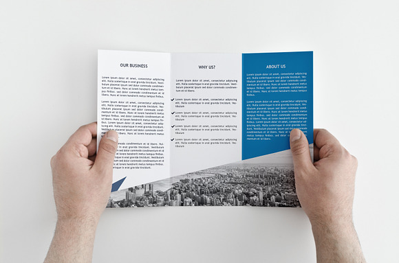 Blue Trifold Brochure in Brochure Templates - product preview 4