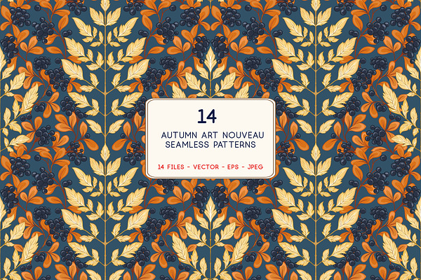 Art Nouveau Autumn Leaves Pattern 