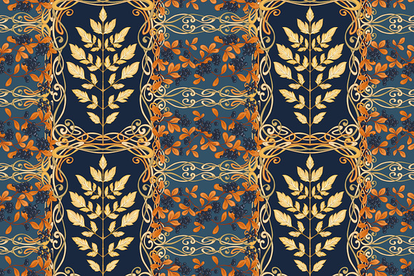 Art Nouveau Autumn Leaves Pattern  in Patterns - product preview 1