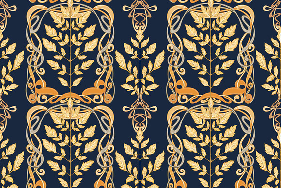 Art Nouveau Autumn Leaves Pattern  in Patterns - product preview 2