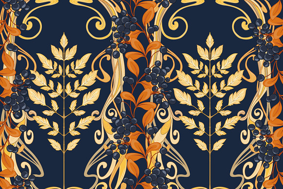 Art Nouveau Autumn Leaves Pattern  in Patterns - product preview 4