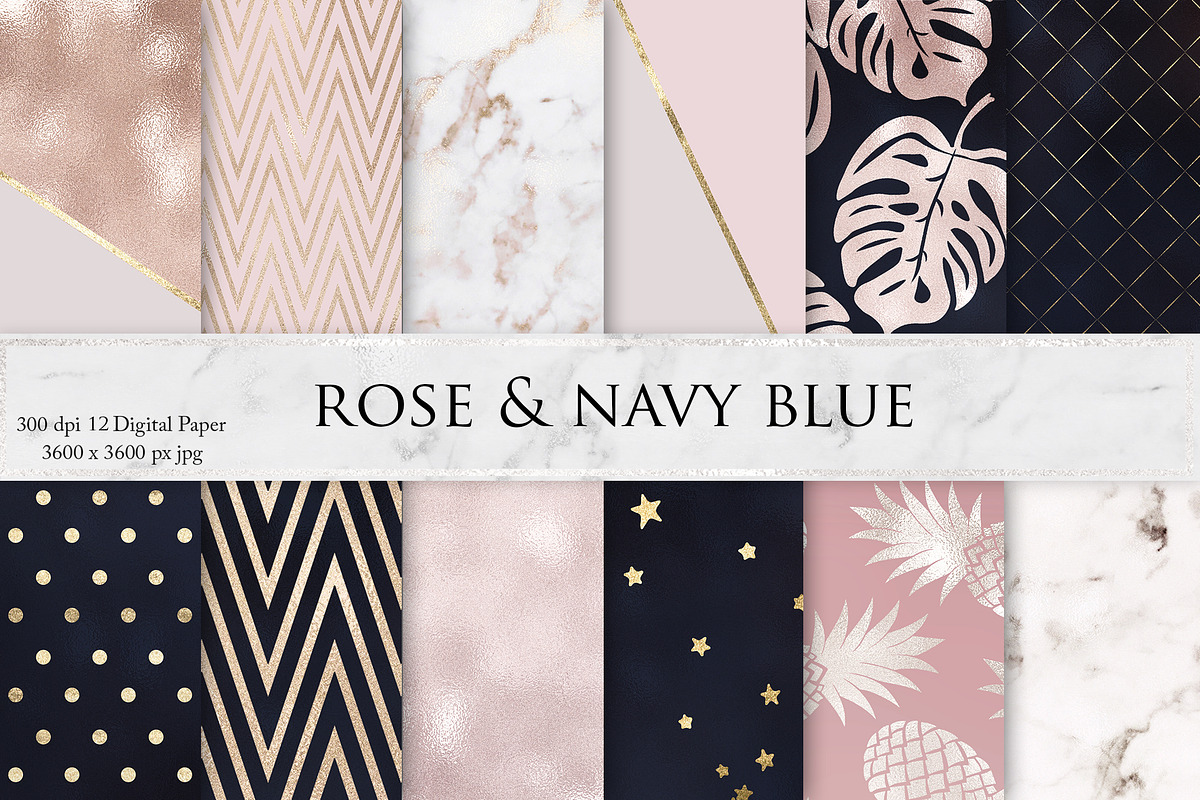 Rose Marble, Navy Blue Foil Textures in Textures - product preview 8