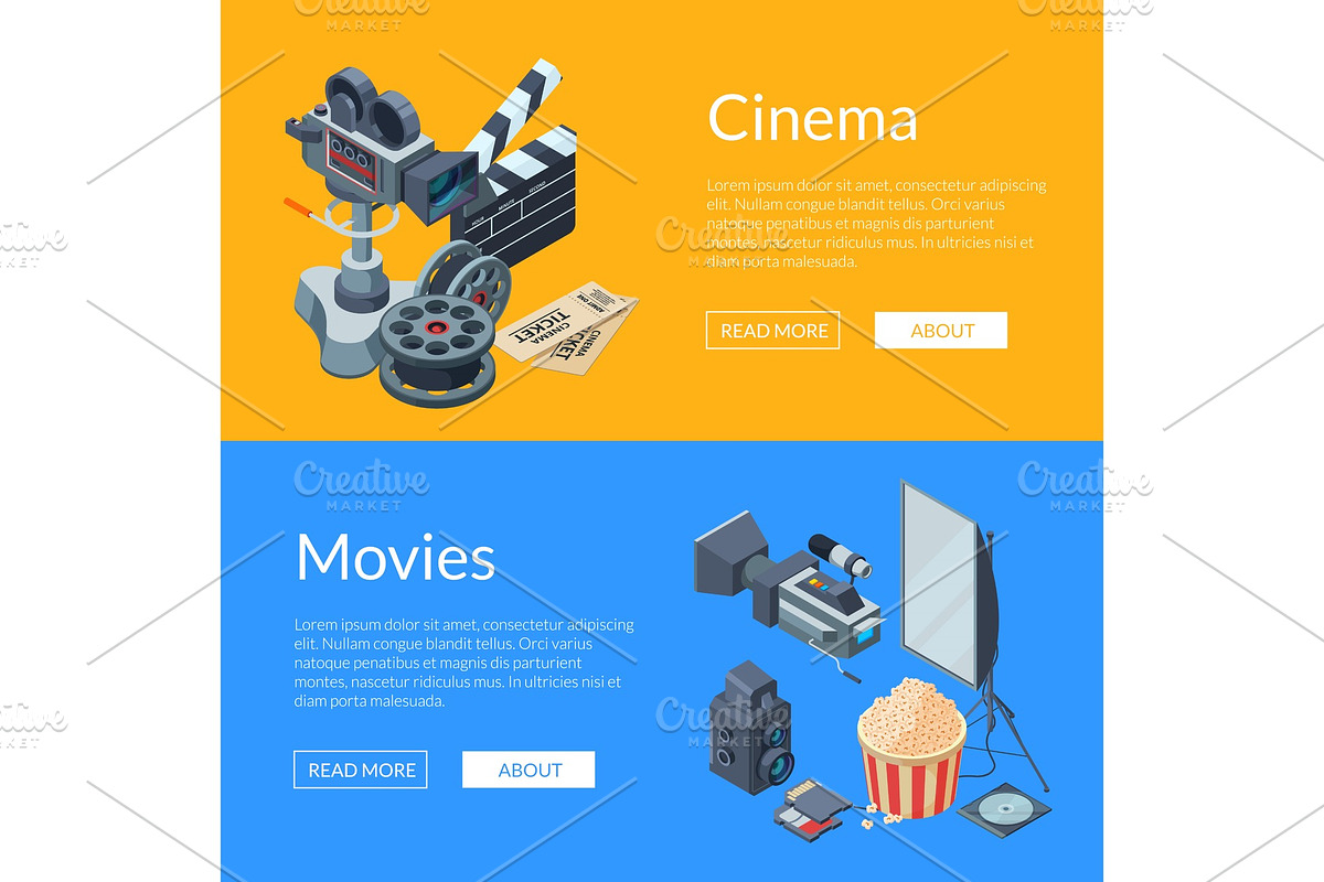 Vector cinematograph isometric in Graphics - product preview 8