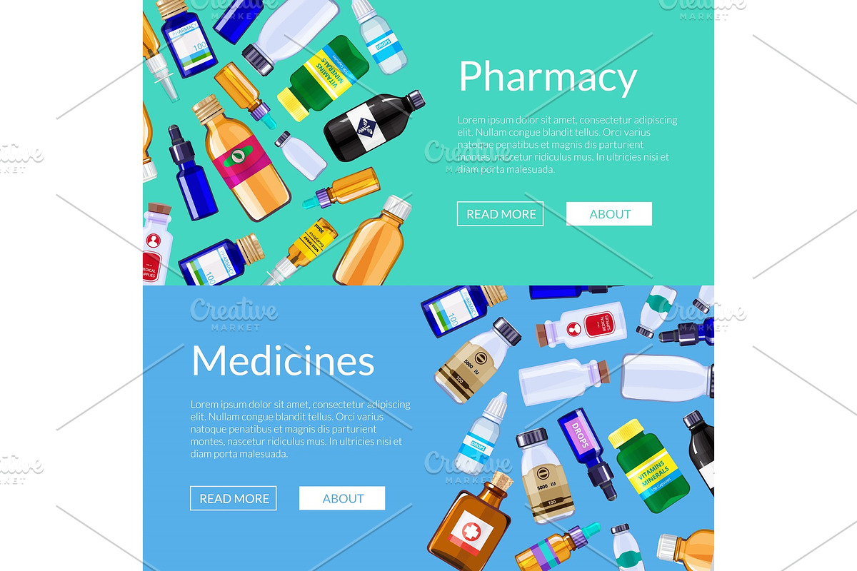 Vector pharmacy medicine bottles web in Graphics - product preview 8