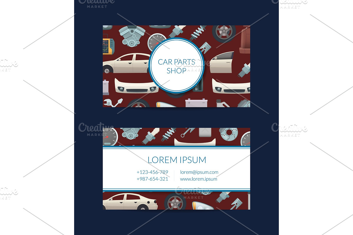 Vector car parts business card in Graphics - product preview 8
