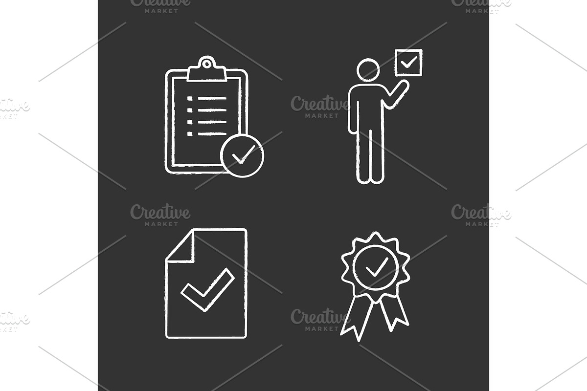 Approve chalk icons set in Icons - product preview 8