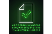 Document verification neon icon