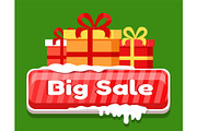 Big Sale Card with Gift Boxes Vector