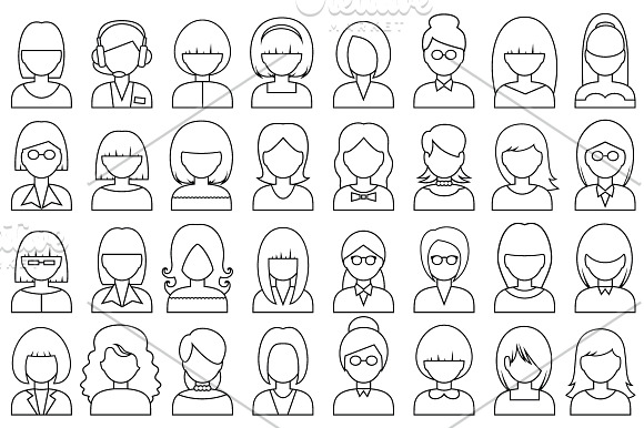 People outline avatar icons in Avatar Icons - product preview 1