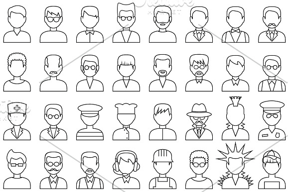 People outline avatar icons in Avatar Icons - product preview 2