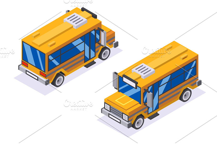 Isometric school buss  in Objects - product preview 8