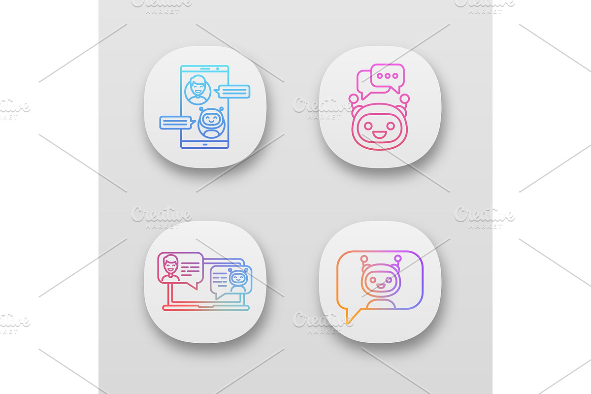 Chatbots app icons set in Icons - product preview 8
