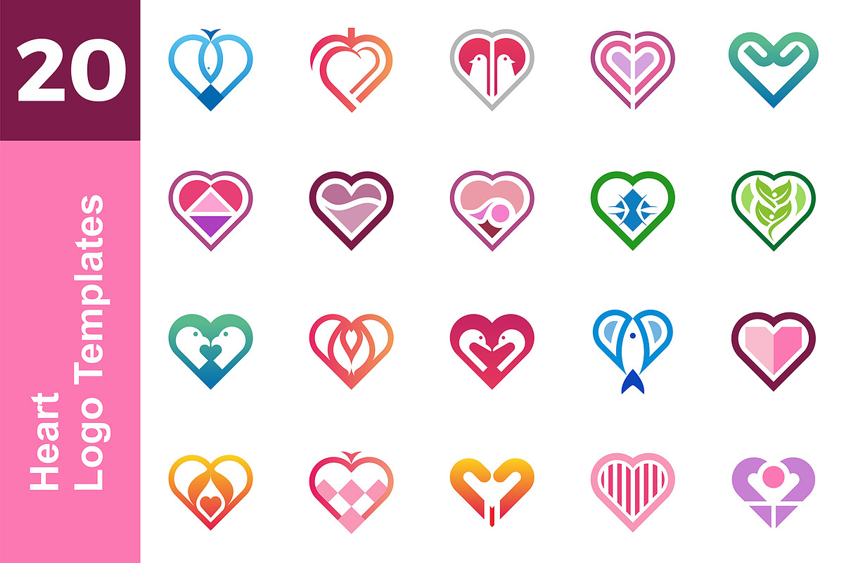 20 Logo Heart Template Bundle in Logo Templates - product preview 8